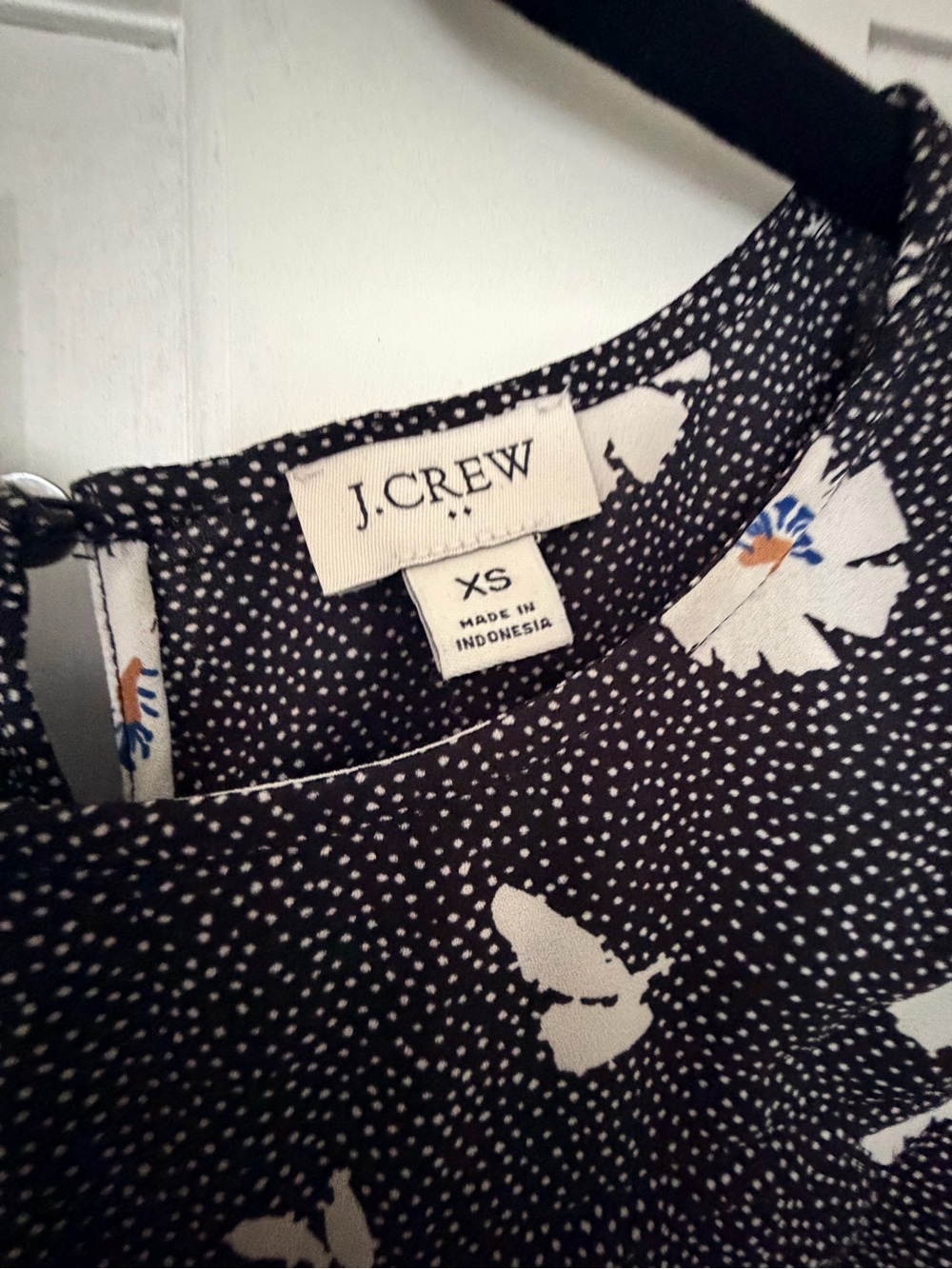J. Crew Black Blouse with White Floral Print - Picture 2 of 3